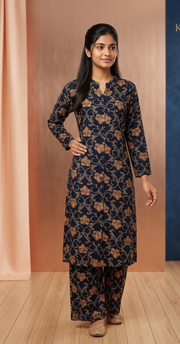 Elegant Floral Cotton Loungewear Suit Set
