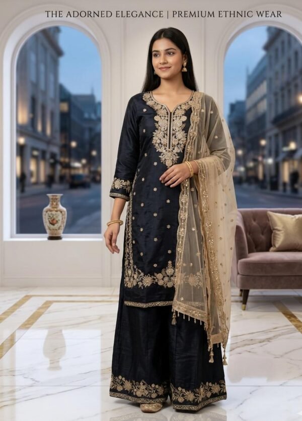 WhatsApp Image 2026-06-16 at 4.15.25 AM Adorned Elegance – Premium Navy Blue & Gold Palazzo Suit Set