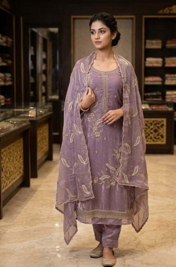 Embroidered & Organza Salwar Suit Set