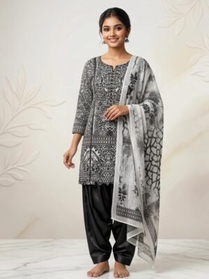 Monochrome Elegance Salwar Suit Set.