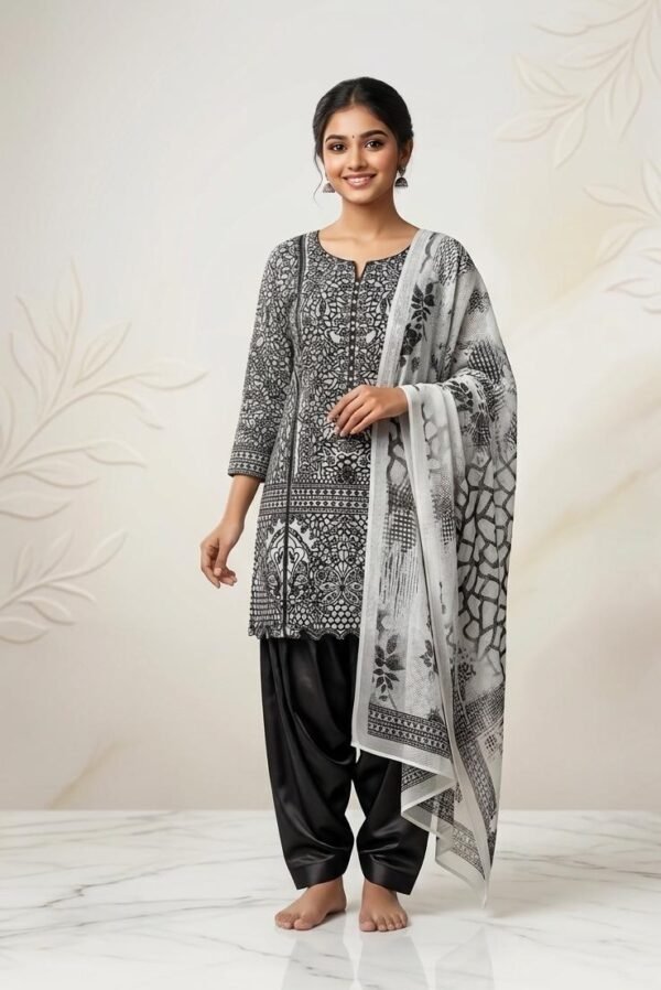 Monochrome Elegance Salwar Suit Set.