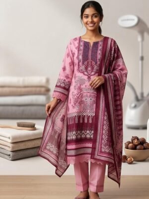 Orchid & Mauve Floral Printed Salwar Suit Set