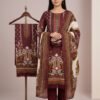 Maroon: Printed 3-Piece Unstitched Suit